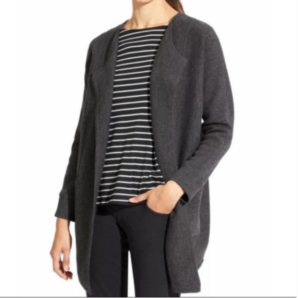 Athleta Chill Chaser Gray Merino Wool Blend Open Front Cardigan Sweater Jacket